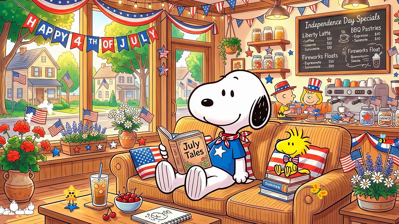 4th of July Celebration with Snoopy ☕️ Smooth Jazz Music for