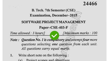 2015 Mdu BTech CSE 7th Sem Software Project Management Question Paper