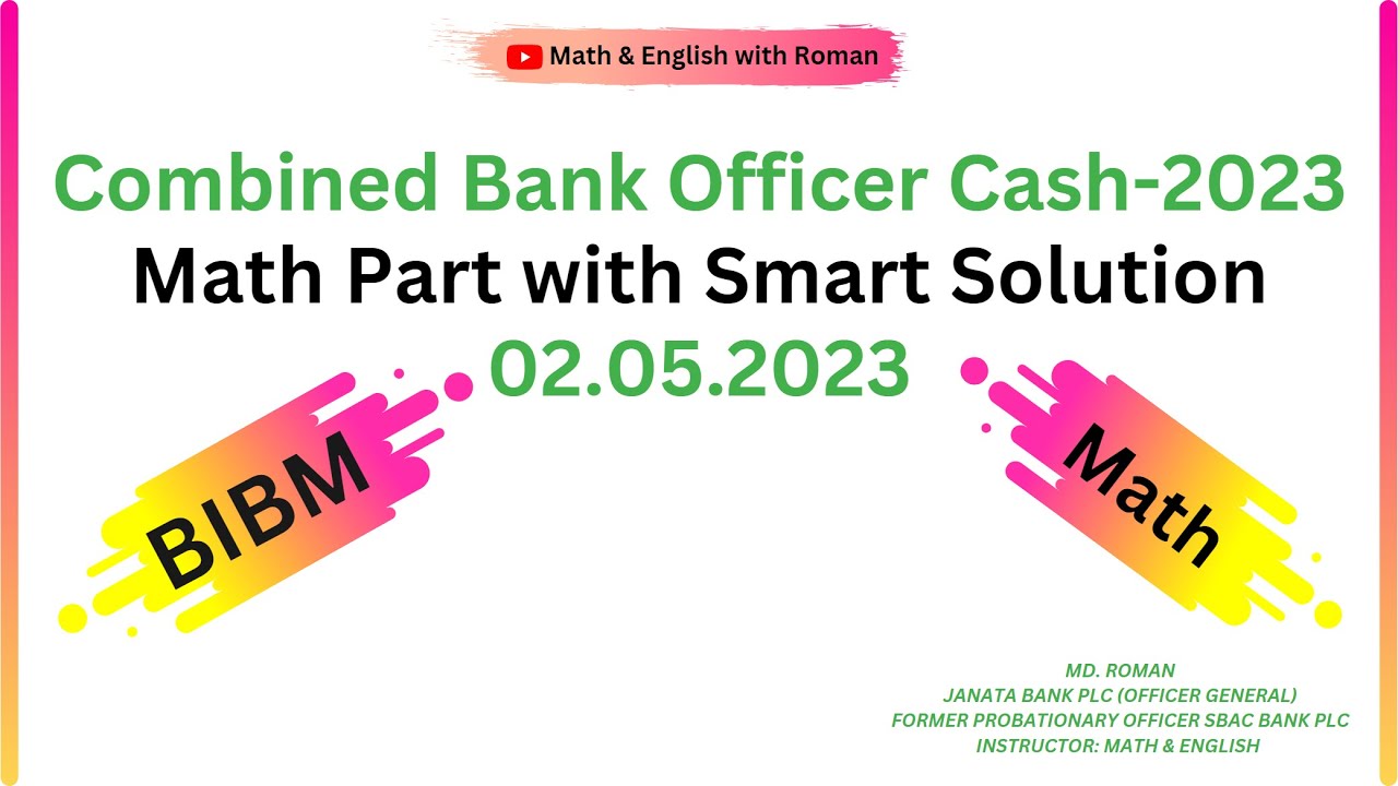 Combined Bank Officer Cash2023 Math Part Solution YouTube