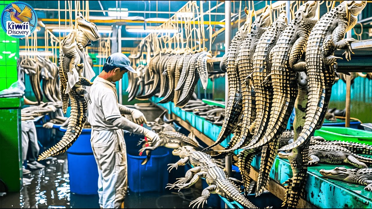How Farmers Process Meat and Skin of Thousands of Crocodiles