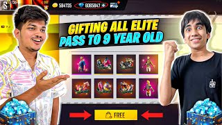 Free Fire Gifting All Season 1 To 5 Elite Pass To 9 Year Old Kid😍 His Reaction -Garena Free Fire