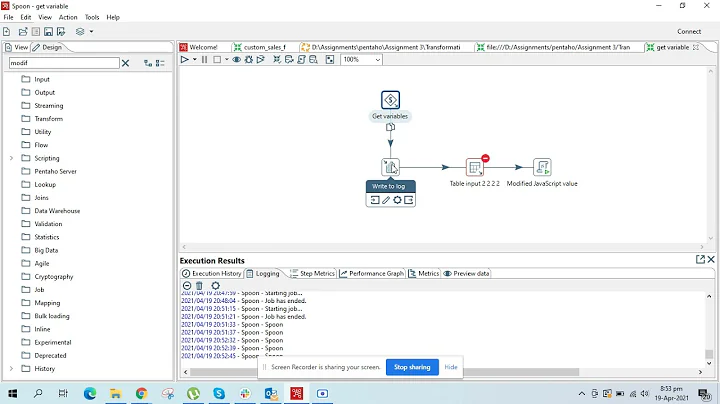 Set and Get Variables in Pentaho Data Integration and Dynamic Query Execution