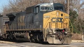CSXT 7684 GE CW40 8 Solo Leads W048-19 Loaded Maintenance Of Way Equipment Entering Rocky Mount YD