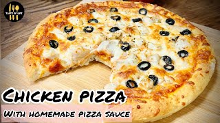 Chicken Pan Pizza Recipe/How To Bake Perfect Pizza/Pizza with Homemade Sauce (URDU/HINDI)