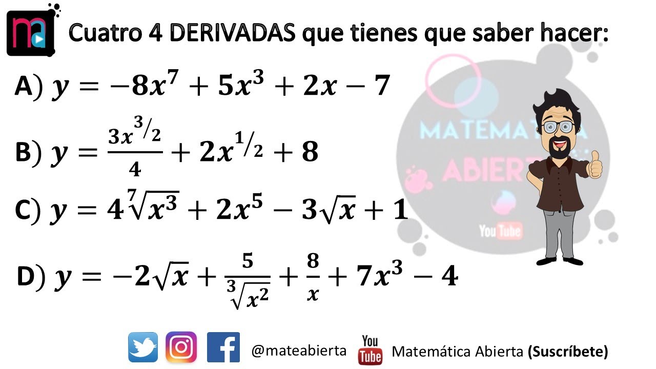 4 DERIVADAS que tienes que saber hacer / EXPLICACIÓN + Ejercicios / (Nivel: Iniciando)