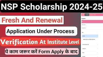 NSP 2025-26 Application Under Process Institute | Fresh And Renewal Verification | NSP Latest News 