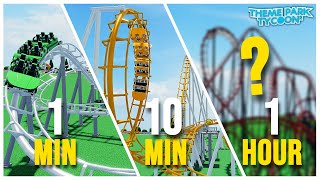 Building The CORKSCREW COASTER in 1 MINUTE, 10 MINUTES and 1 HOUR!