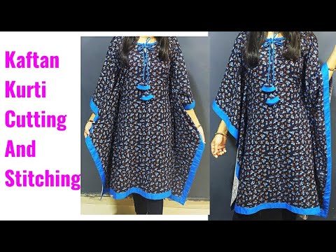 Kaftan Kurti Cutting and Stitching Very Easy | Stylish Kaftan Top/Kurti Cutting &