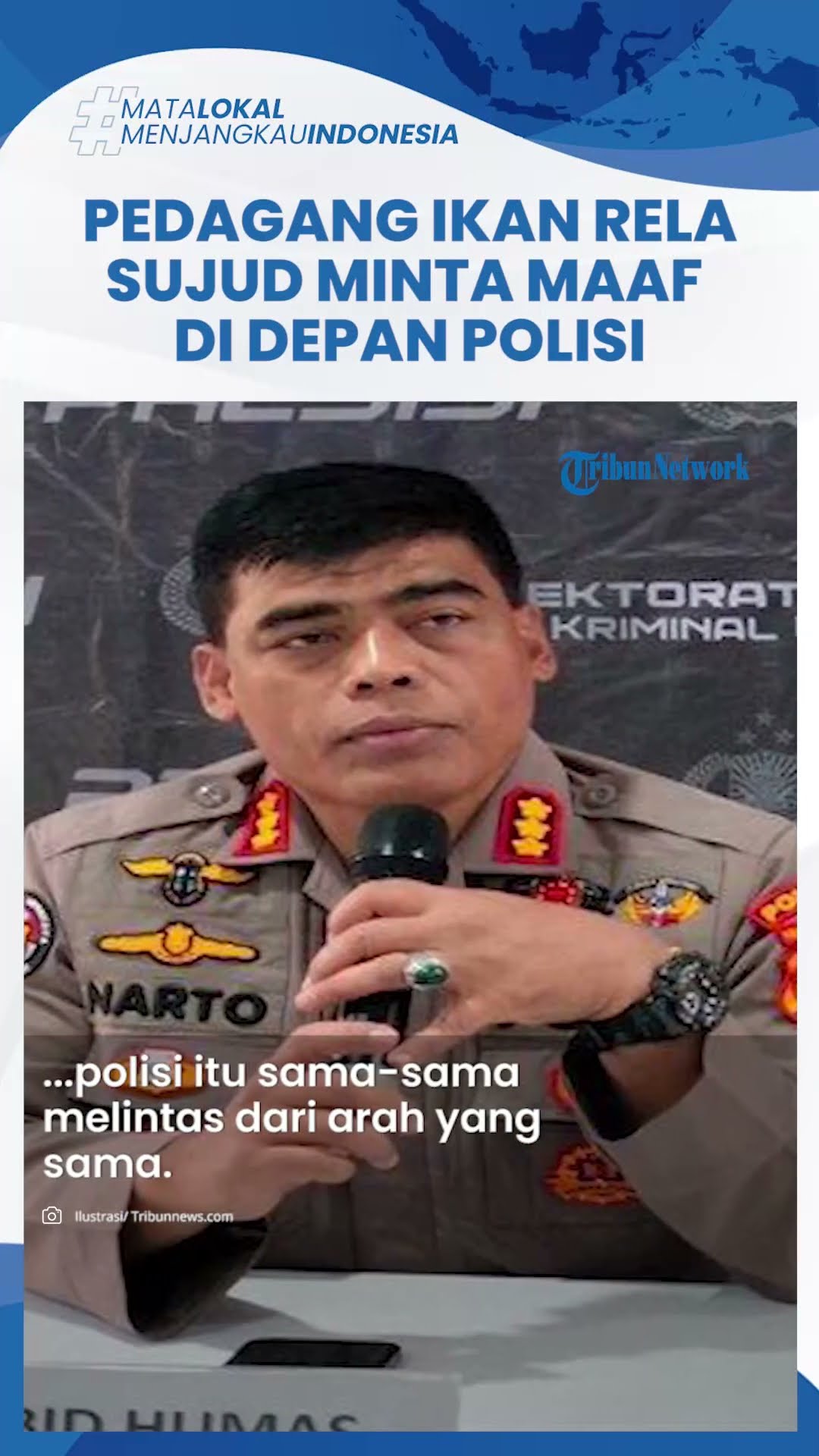 Viral Pedagang Ikan Rela Sujud ke Polisi, Minta Maaf seusai Tabrak Motor agar Tidak Dibawa ke Pos
