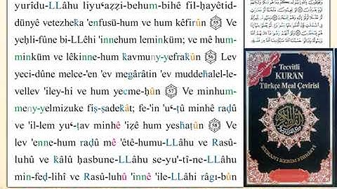 ختمة من مصحف التجويد باللغة التركية الصفحة رقم 196