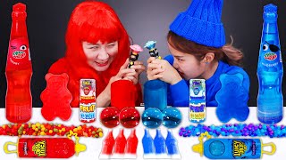 RED VS BLUE food Mukbang challenge 빨강 vs 파랑 음식 먹방 대결 모음 JiniYum 지니얌