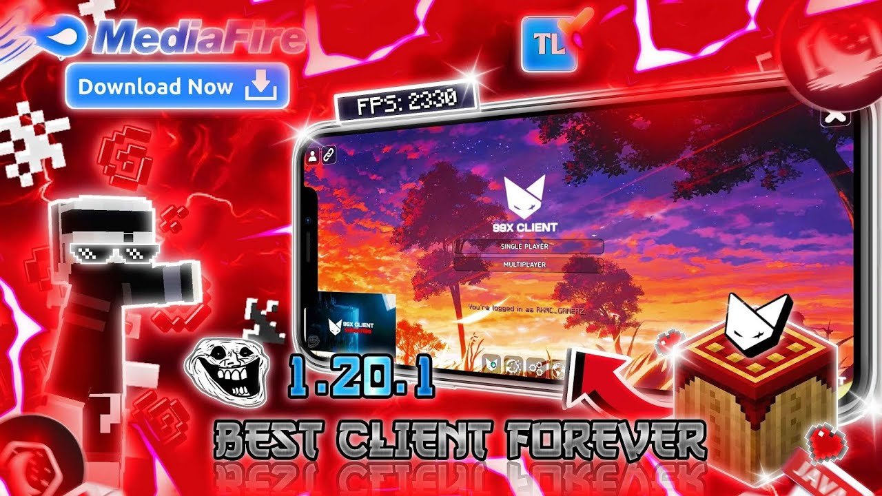 Best Client for pojav launcher || 1.20.1 || 500+ fps || 99X Client