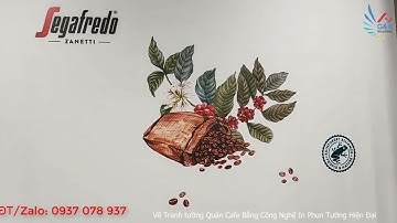Vẽ tranh tường Trang trí Quán Cafe bằng công Nghệ in Phun trực tiếp Lên tường Hiện Đại