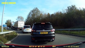 Driving the wrong way down a motorway A1(M) sliproad at Sawtry
