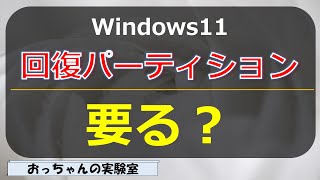 [Windows 11] Do I need a recovery partition?