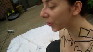 Quick Smoke Before Fetish Body Paint Is Applied D