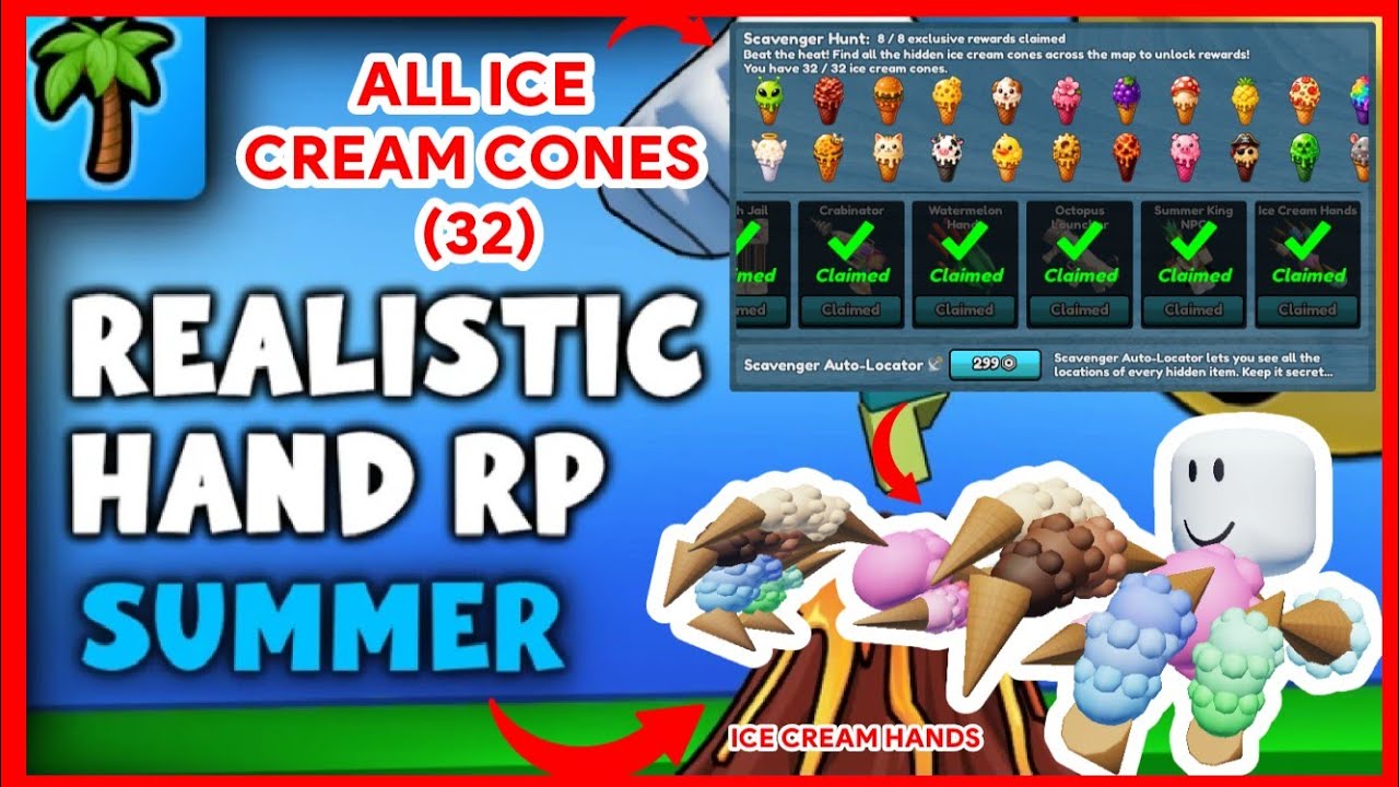 ROBLOX || Realistic Hand RP 🤏 No VR - All Summer Event Ice Cream Cones ...