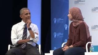 Mai Medhat with President Barack Obama and Mark Zuckerberg