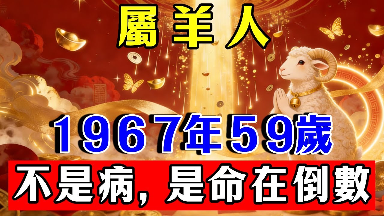 屬羊人，1967年59歲，丁未羊命者若出現這個身體異象——那不是病，是「命在倒數」的信號！#生肖 #運勢 #命理 #屬相 #風水 #財運 #佛陀 #佛學 #佛法 #佛教 #修行 #智慧 #因果 #佛家