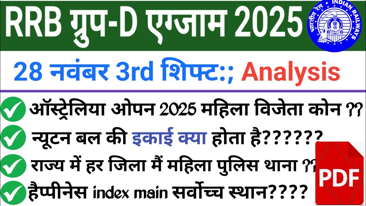 RRB Group D 28 November 3rd Shift Analysis | RRB Group D Analysis 2025। 28 nov 3rd shift analysis  