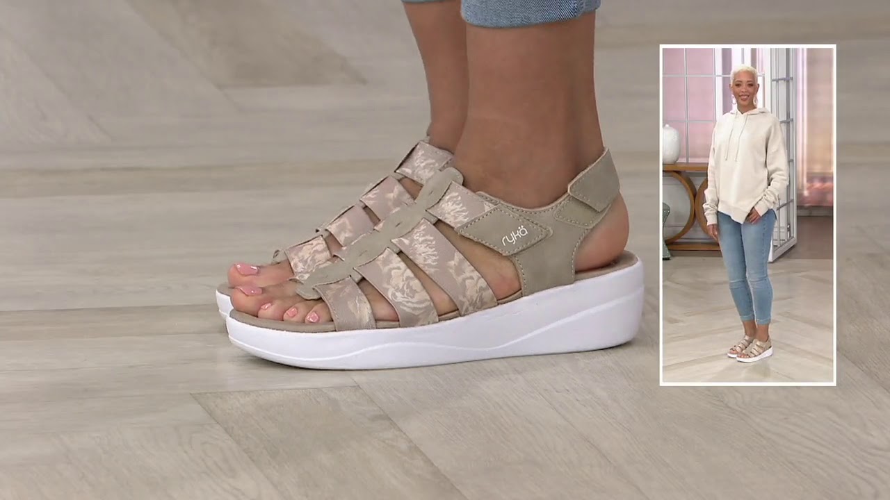 Ryka Multi Strap Adjustable Wedge  Sandals  Aloha on QVC  