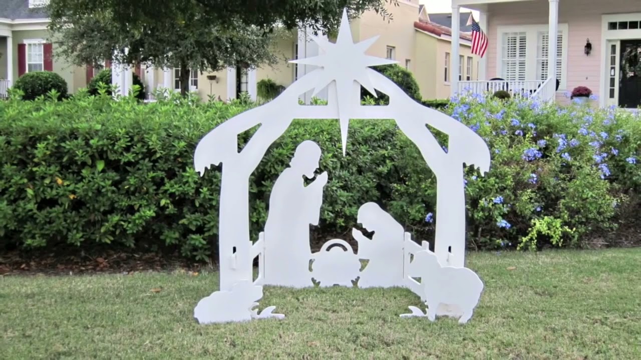 Christmas Lawn Decorations.Holy Family Outdoor Nativity Set - YouTube