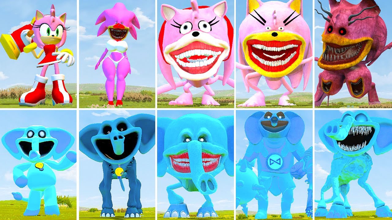 ALL NEW SONIC PINK VS SHADOW TAPES PINK VS ALL NEW POPPY3 VS BUBBA GOLEM ELEPHANT in GARRY'S MOD !!!