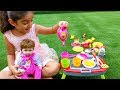 Princess esma and doll having picnic