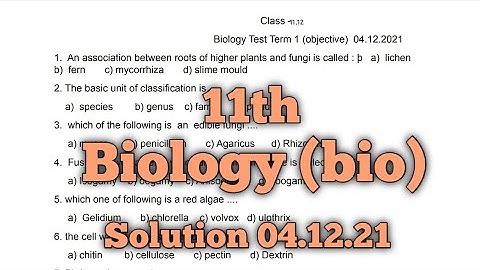 PSEB Revision Test Paper 2 | Class 11 Biology (bio) | Solution | 04/12/21 | Punjabi class study