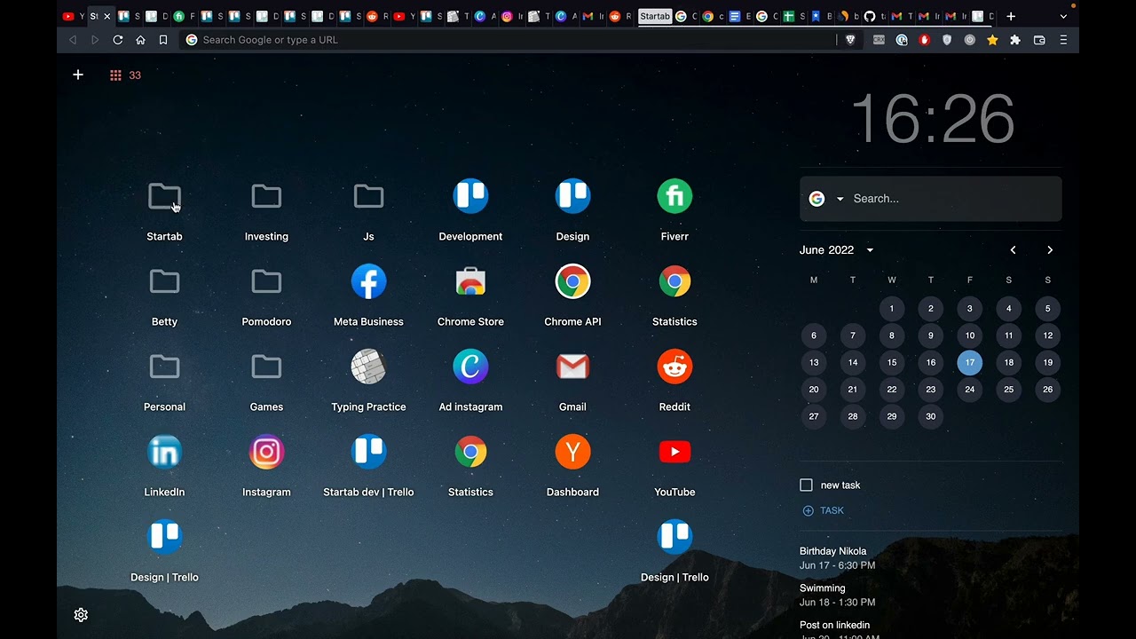 Startab demo — manage tabs, bookmarks, and time