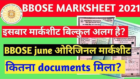 BBOSE ORIGINAL MARKSHEET 2021 || bbose June Result 2021 original marksheet