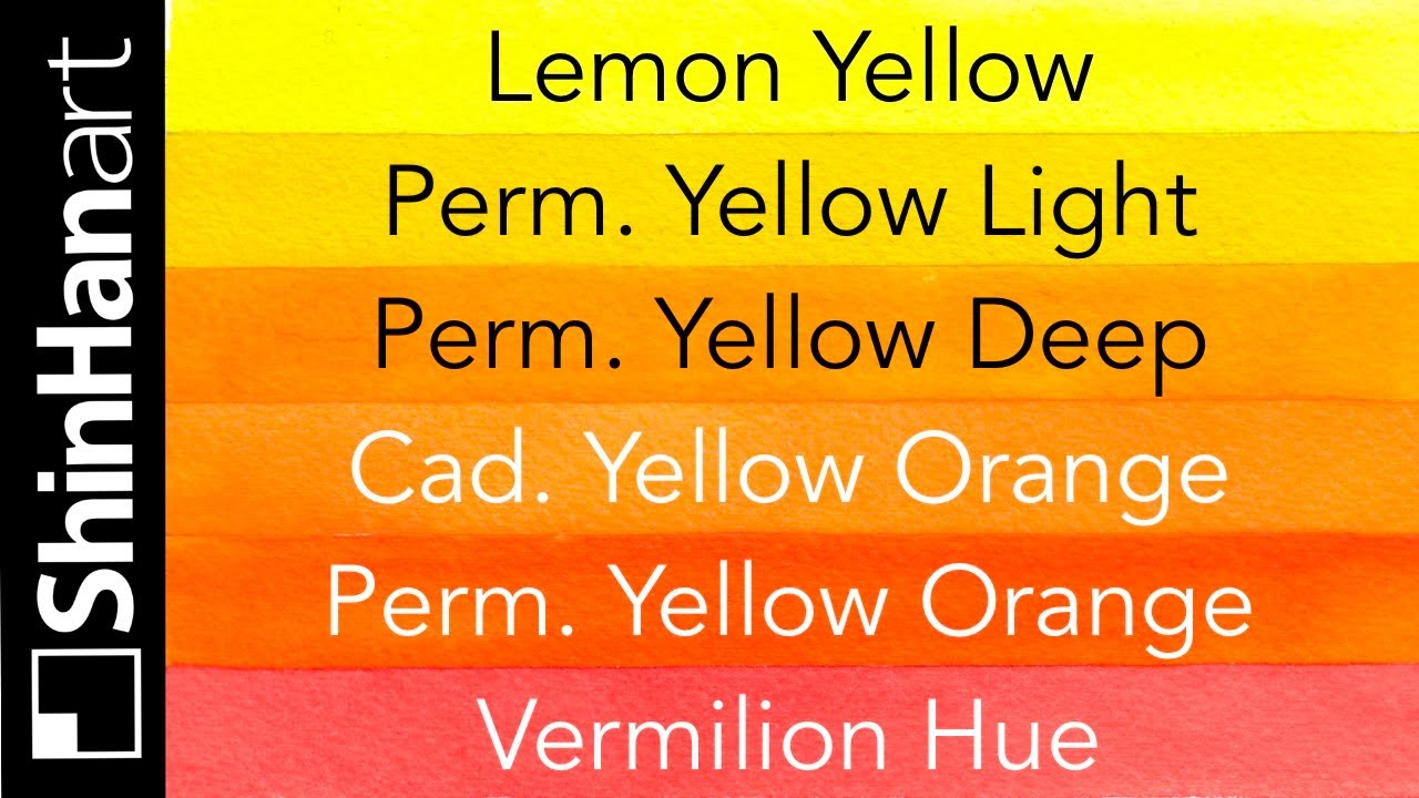 ShinHan PWC 1 - Yellow & Oranges - Watercolor Swatch Tests