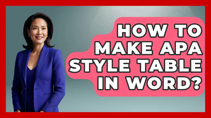 How To Make APA Style Table In Word? - The Language Library