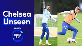 Hakim Ziyech On 🔥 In Shooting Drill & Timo Werner Nutmegs Kai Havertz In The Rondo | Chelsea Unseen
