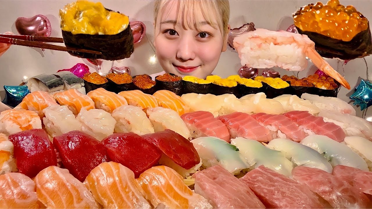 ASMR суши🍣 Sushi🍣【русские субтитры】【Mukbang/ Eating Sounds】