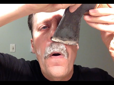 Shaving Movember moustache with my axe