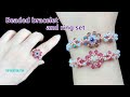 DIY beaded bracelet and ring set, Jewelry making tutorial