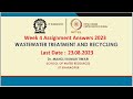 Wastewater Treatment and Recycling Assignment Answers Week 4