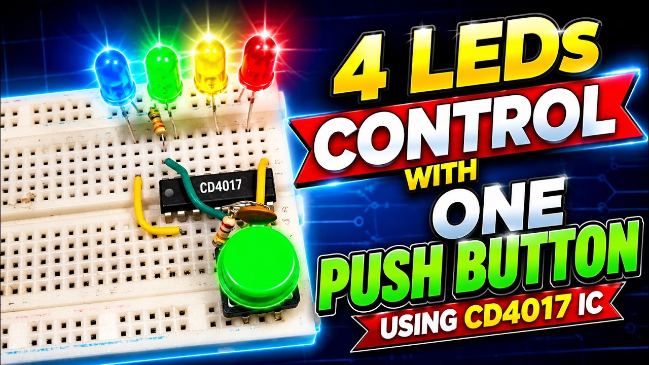 How to Control 4 LEDs with one Push Button Using CD4017 IC - YouTube