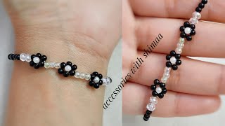 jewelry making flower beaded bracelet|اكسسوارات العيد الاسورة الترند اسورة ورد بالخرز 2022