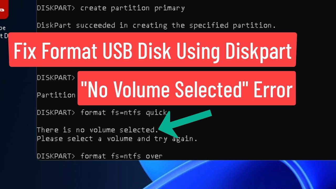 Feasibility snesevis lægemidlet Fix Format USB Disk Using DiskPart "No volume Selected" Error - YouTube