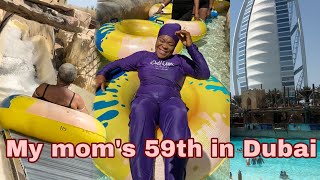 Grandma goes on water slide for the first time.. Celebrating My Mom @59 In Dubai...