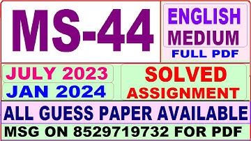 ms 44 solved assignment 2023 / ms 44 solved assignment 2024 / ignou ms 44 solved assignment 2023-24