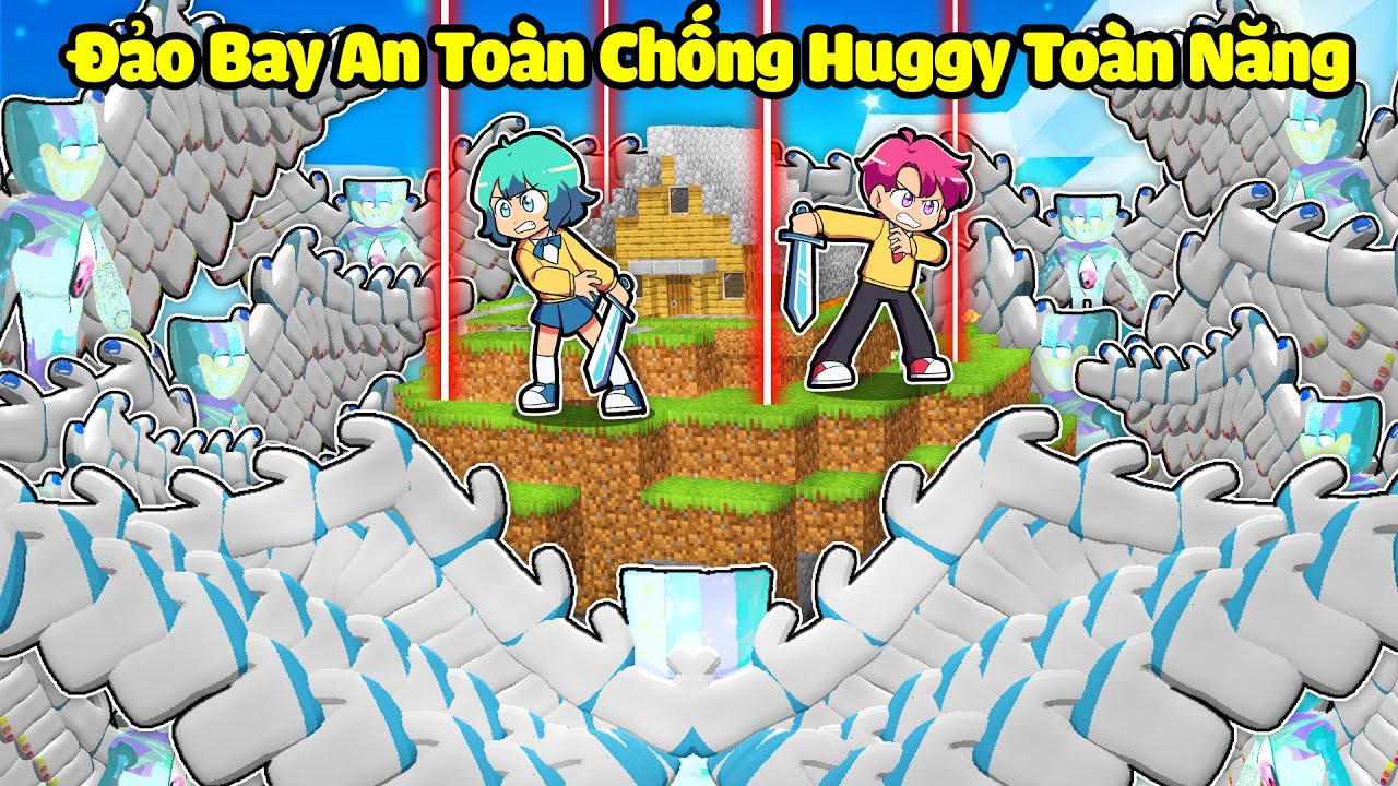 HIHA THỬ THÁCH 24H XÂY ĐẢO AN TOÀN CHỐNG LẠI HUGGY TOÀN NĂNG TRONG MINECRAFT*ĐẢO AN TOÀN HUGGY 😠🔥😎