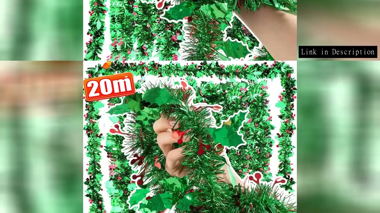 2-20M Green Metallic Tinsel Garland Christmas Ornaments Xmas Tree Twist Garland Ribbon DIY Craft Bir