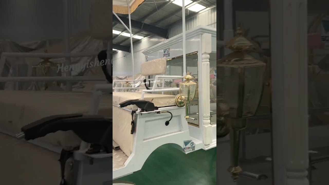 Electric white funeral carriage has in stock now