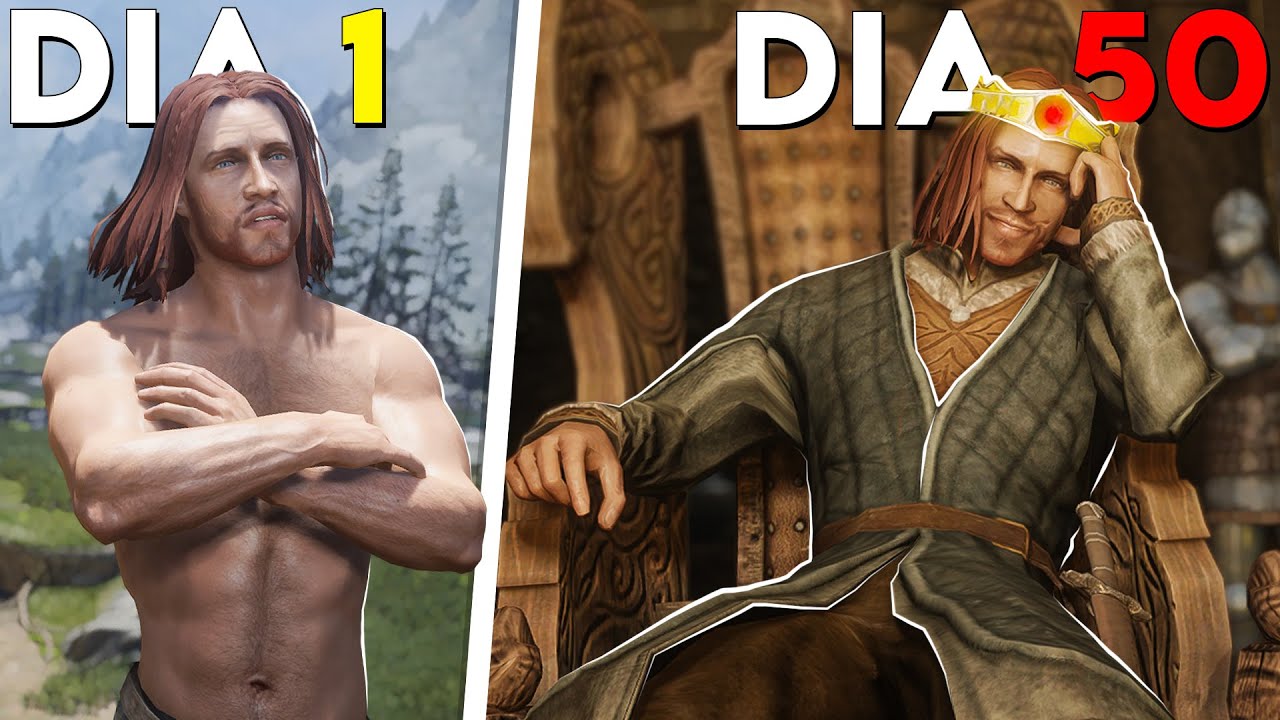 Passei 50 DIAS até me tornar o REI de SKYRIM! 👑
