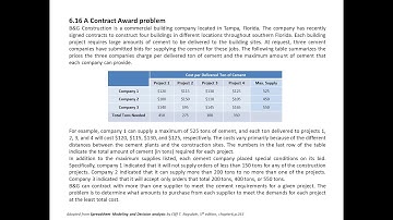 Operations Research--The Contract Award Problem (Part I Building the ILP Model)
