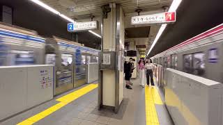 大阪メトロ御堂筋線 21系21609F中百舌鳥行き、四ツ橋線の更新者と並走発車！