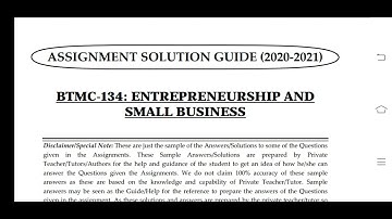 BTMC 134 Ignou Solved Assignment 2020-21